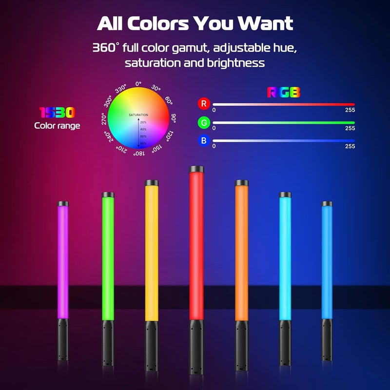 VIJIM Ulanzi VL119 RGB LED Light Wand, 360°RGB Video Wand Stick for Photography, 2600mAh Built-in Rechargable Cube Light， 2500-9000K Dimmable Camera Light w LCD - Image 2